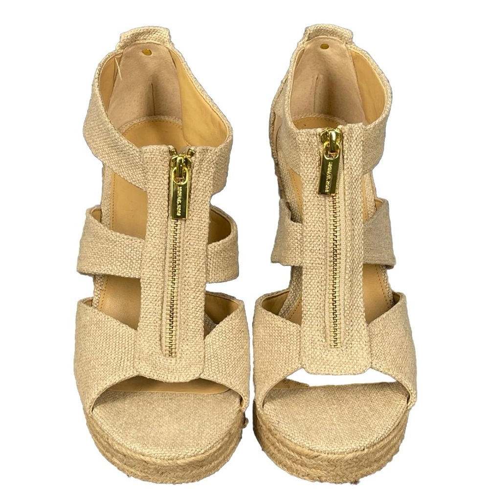 Michael Kors Women's Damita Platform Wedge Espadrilles Natural Lyst Sz 10M